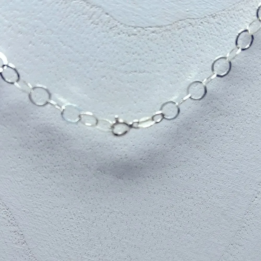 925 Italy Signed FAS Heart Pendant with Circle Chain Link Necklace